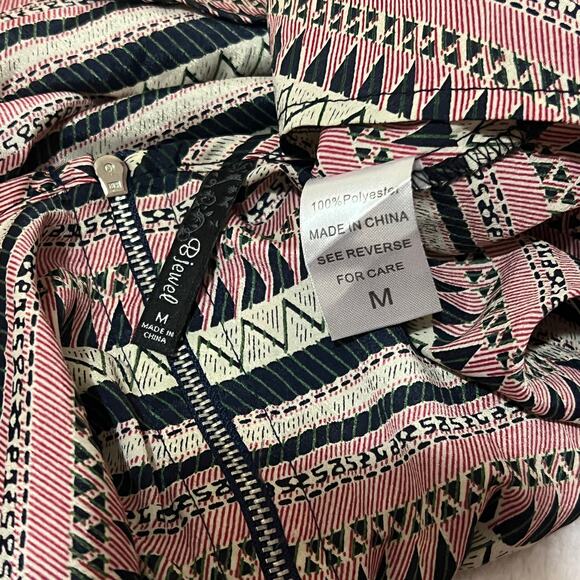 Bjewel MEDIUM Aztec Tribal Print Scoop Neck Exposed Back Zipper Round Hem Tank - Picture 7 of 9